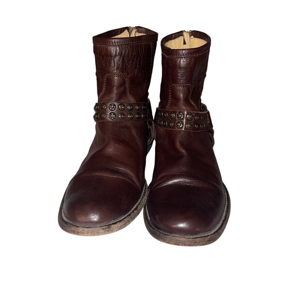 Fyre Womens Boots Size 9 Brown Phillip Harness Studded Ankle Leather Casual - Picture 14 of 15